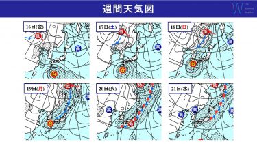 週間天気　台風14号は日本列島横断のおそれも　早めに災害への備えを