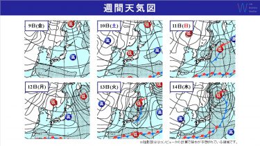 週間天気　日本海側は雪や雨、太平洋側は晴れて空気の乾燥進む