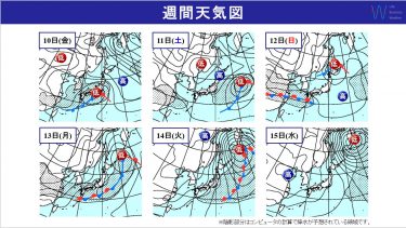 週間天気　10日(金)は南岸低気圧通過　東日本の平地でも広く積雪のおそれ