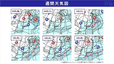 週間天気　東・西日本で晴れる日が多くお月見やお出かけ日和、北日本は周期変化