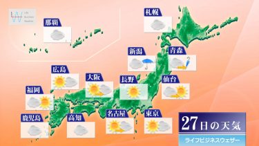 明日11月27日の天気予報　東北北部は雨や雪！東・西日本は暖かさ戻るもいつまで？