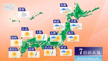 明日11月7日の天気予報　東･北日本は午前ピークに雨風強まる 関東では季節外れの暑さ続く