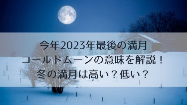 2023年最後の満月・コールドムーンの意味を解説！冬の満月は高い？低い？