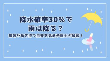 降水確率30％で雨は降る？意味や傘を持つ目安を気象予報士が解説