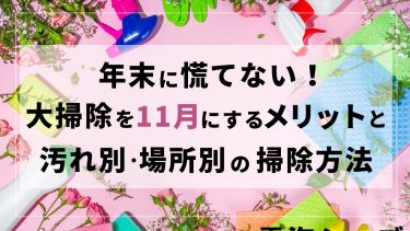 年末に慌てない！大掃除を11月にするメリットと汚れ別・場所別の掃除方法も紹介