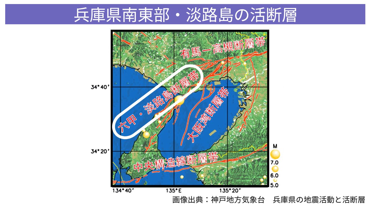 兵庫県南東部・淡路島の活断層