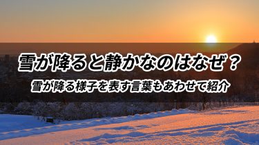 雪が降ると静かなのはなぜ？雪が降る様子を表す言葉もあわせて紹介