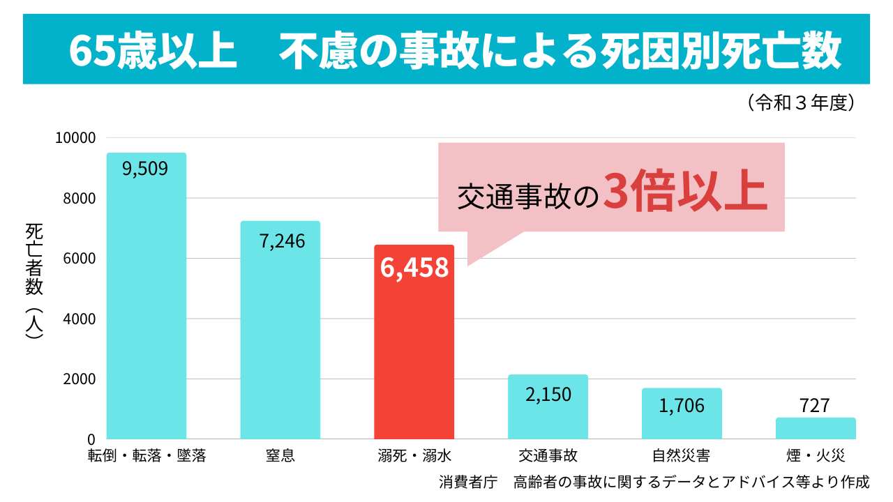 65歳以上　不慮の事故による死因別死亡数