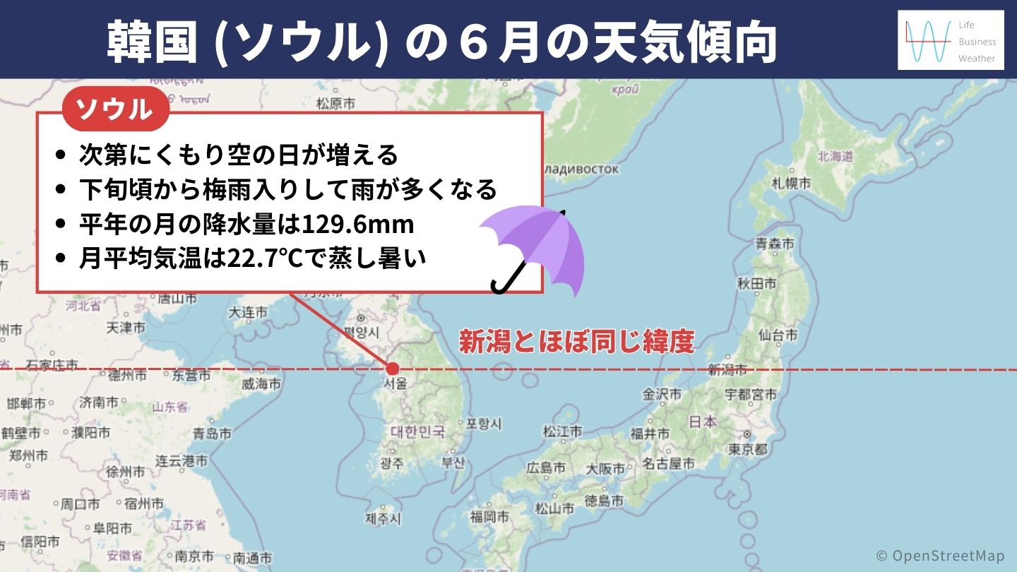 韓国の６月の天気