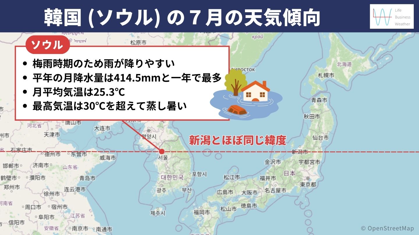 韓国の７月の天気