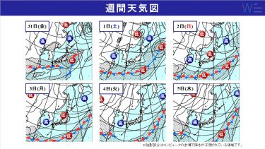 週間天気　31日(金)は台風1号＋前線で関東は大雨のおそれ！土日以降も急な雷雨に注意