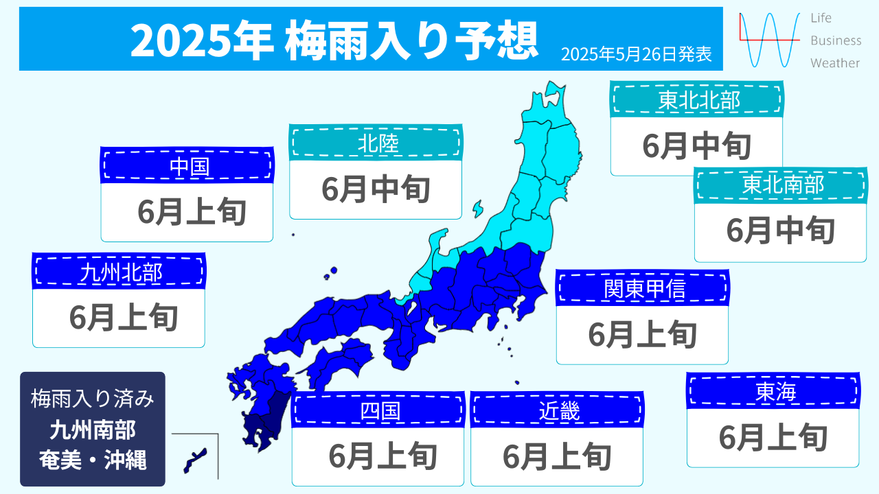 2025年梅雨入り予想