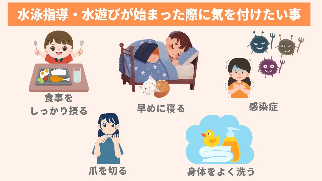 水泳指導・水遊びが始まった際に気を付けたい事
