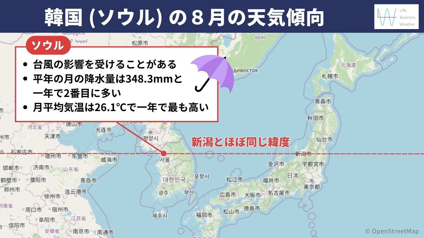 韓国の８月の天気
