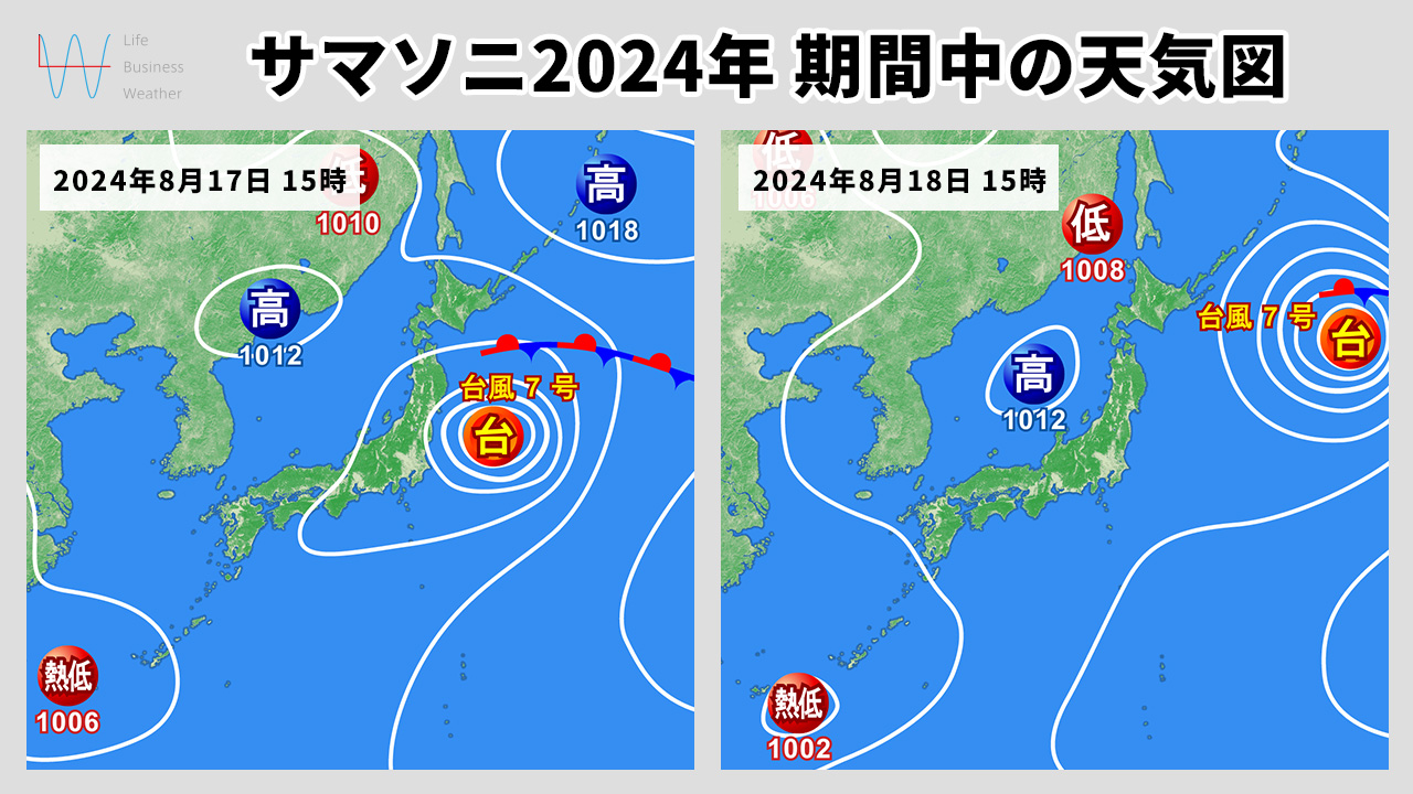 サマソニ2024期間天気図