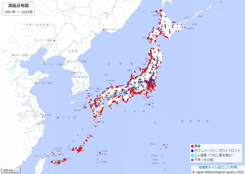 竜巻分布図